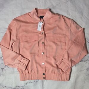 Express Satin Coral Dust Bomber Jacket